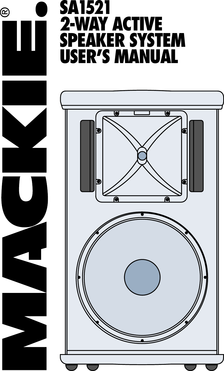 Mackie Sa1521 Users Manual 2 Way Active Speaker System User's