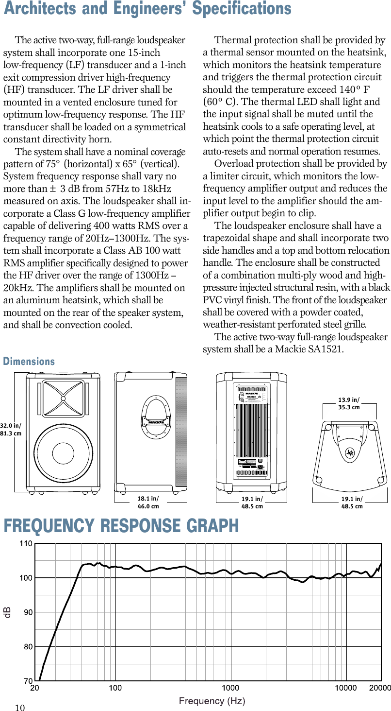 Page 10 of 12 - Mackie Mackie-Sa1521-Users-Manual- SA1521 2-Way Active Speaker System User's Manual  Mackie-sa1521-users-manual