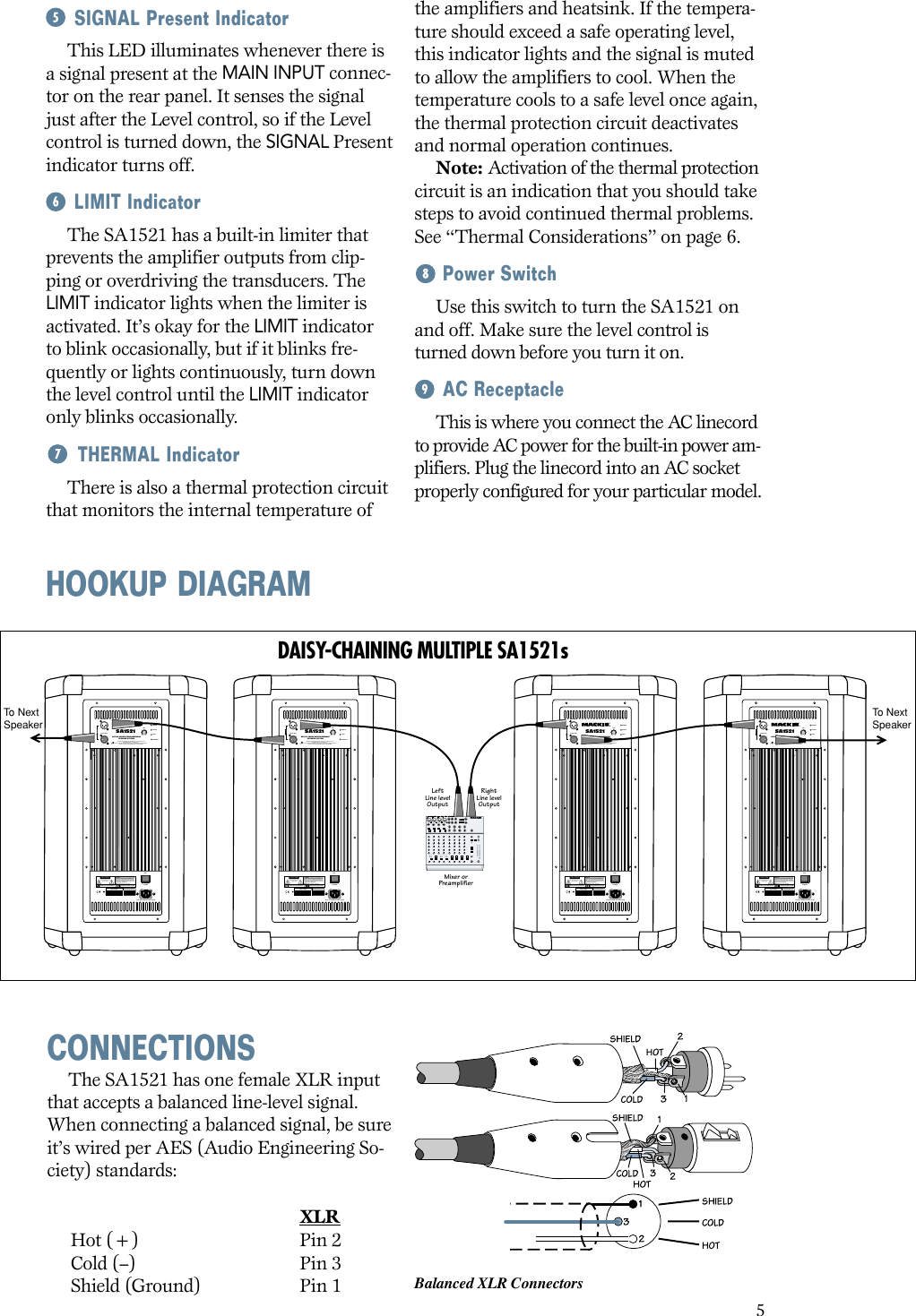 Page 5 of 12 - Mackie Mackie-Sa1521-Users-Manual- SA1521 2-Way Active Speaker System User's Manual  Mackie-sa1521-users-manual
