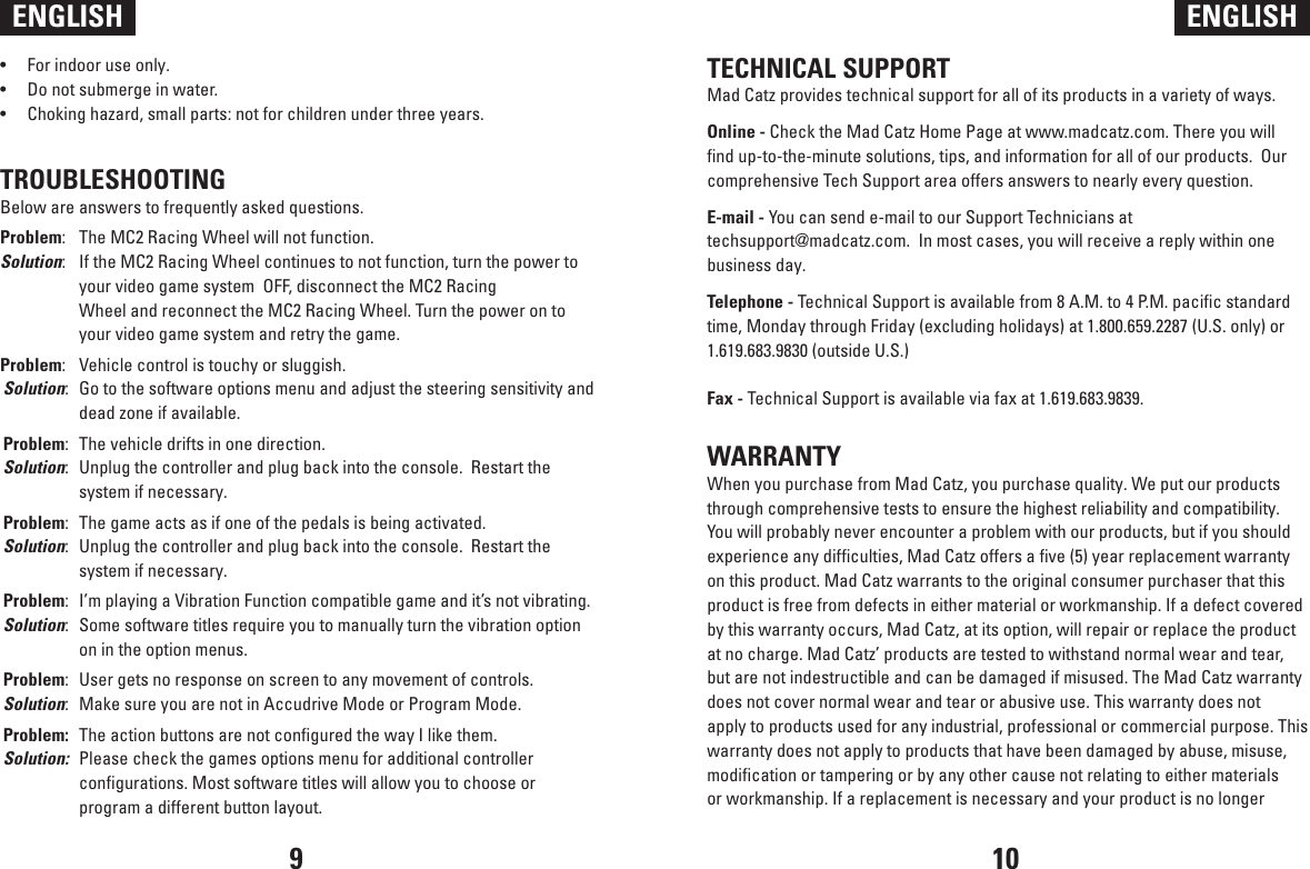 Page 5 of 6 - Mad-Catz Mad-Catz-Mc2-Racing-Wheel-Users-Manual- ManualsLib - Makes It Easy To Find Manuals Online!  Mad-catz-mc2-racing-wheel-users-manual
