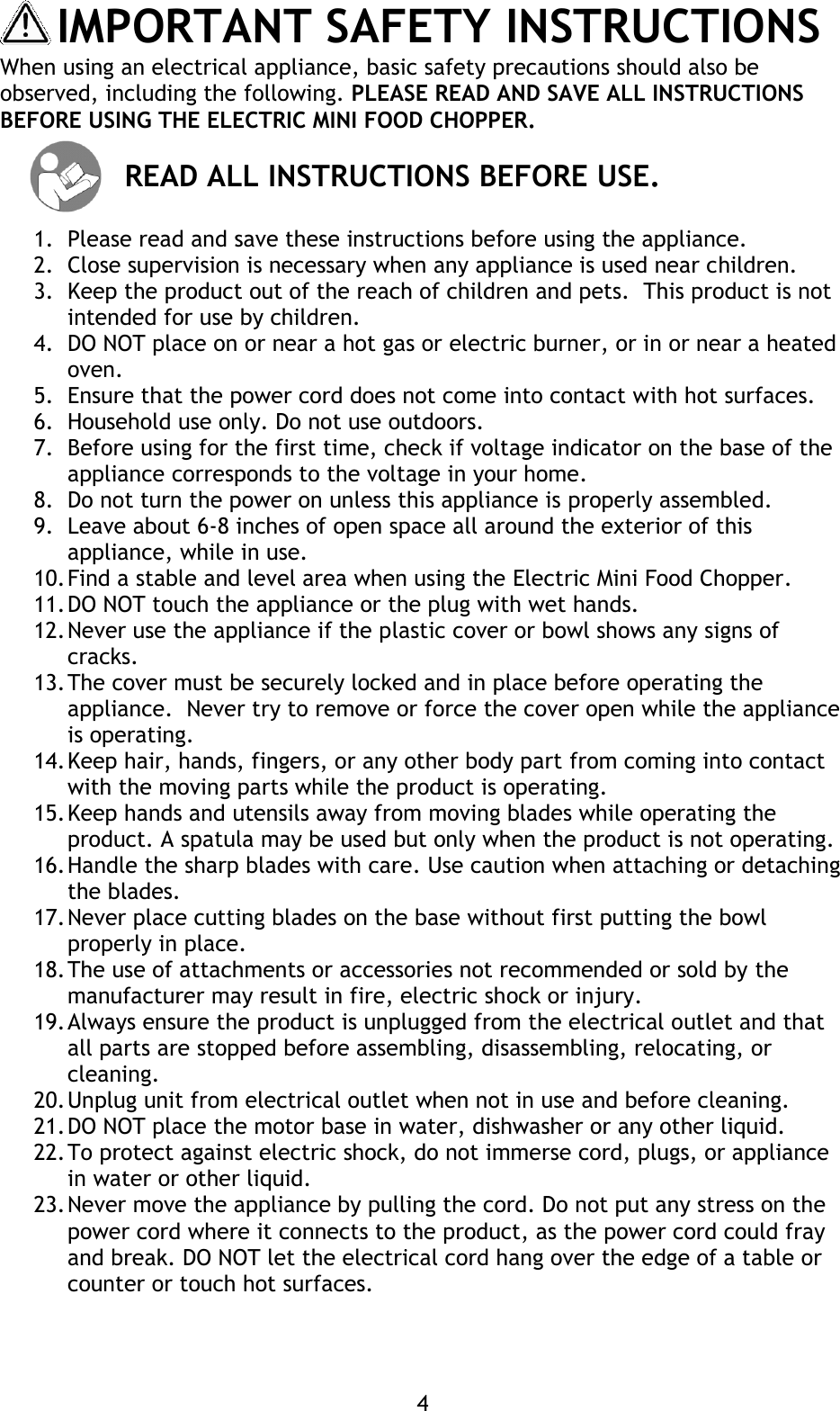 Page 4 of 12 - Magic-Chef Magic-Chef-Crmfc100W-Owners-Manual W14A4686 STEAM DRY IRON