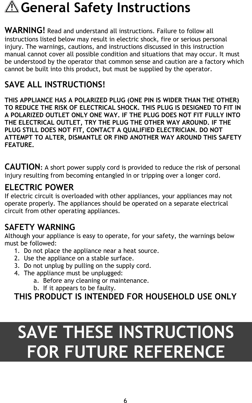 Page 6 of 12 - Magic-Chef Magic-Chef-Crmfc100W-Owners-Manual W14A4686 STEAM DRY IRON