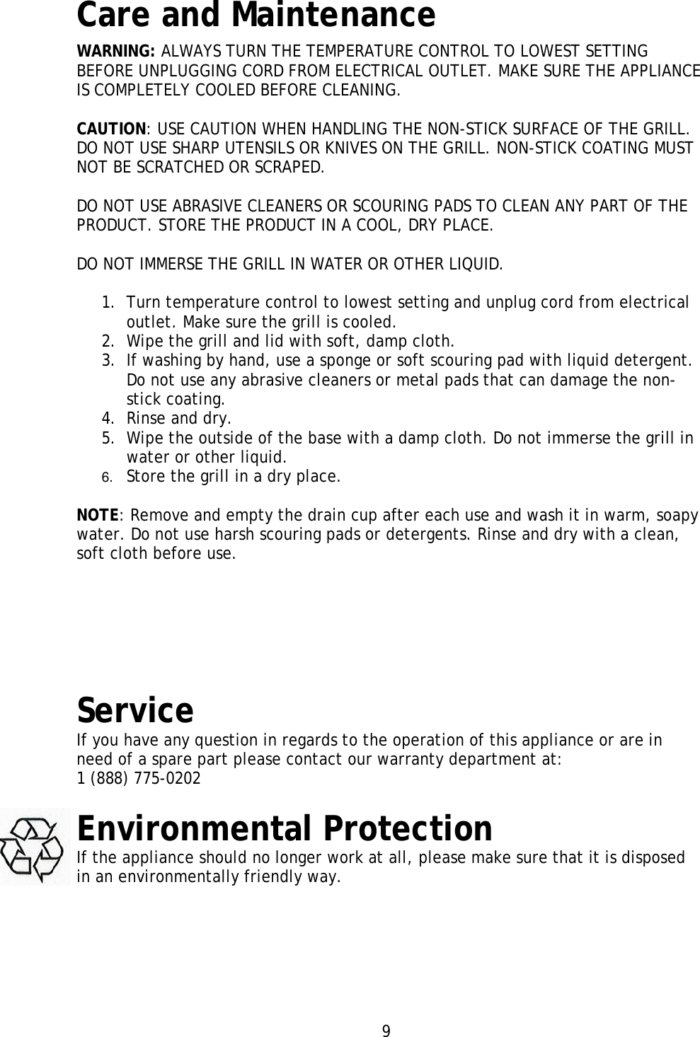 Page 9 of 11 - Magic-Chef Magic-Chef-Crpphg4St-Owners-Manual - Crofton CRPPHG4ST Manual 20120509b