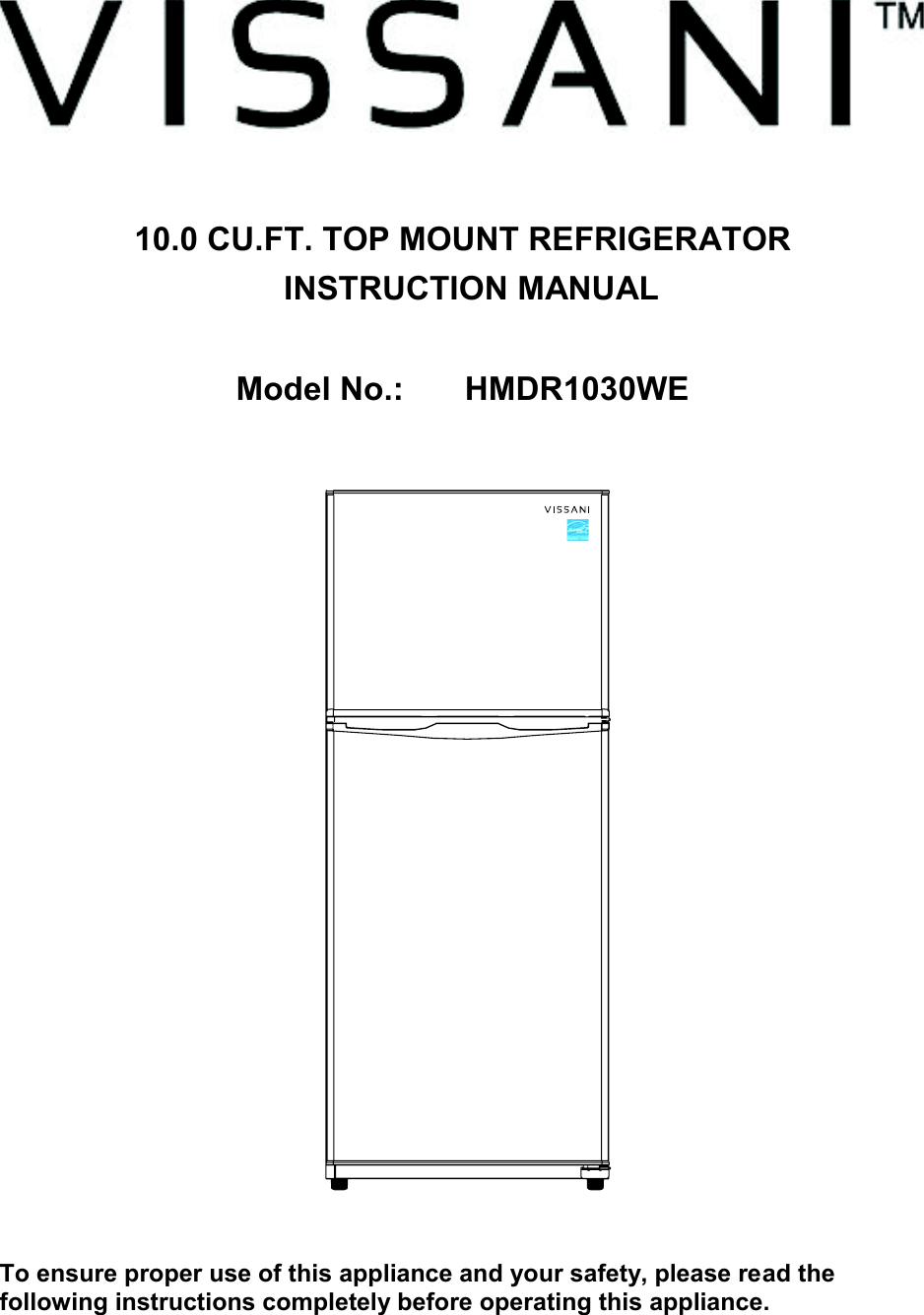 Magic Chef Hmdr1030We Owners Manual