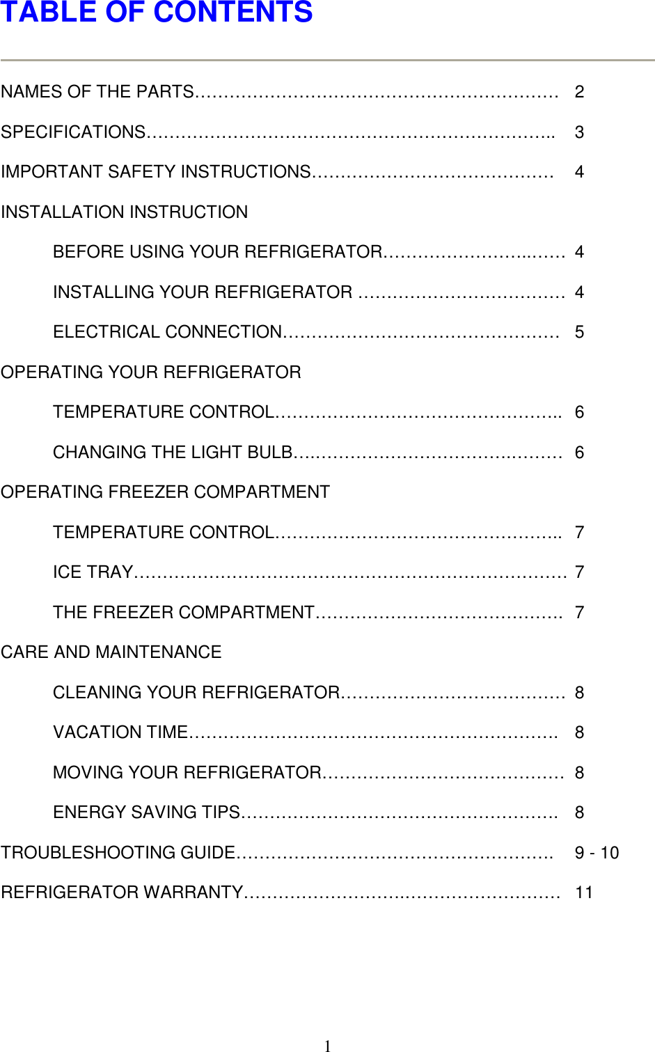 Page 2 of 12 - Magic-Chef Magic-Chef-Mcbr1010W-Owners-Manual - Manual For MCBR1010W_S_GS _Spanish_ 4.24.06