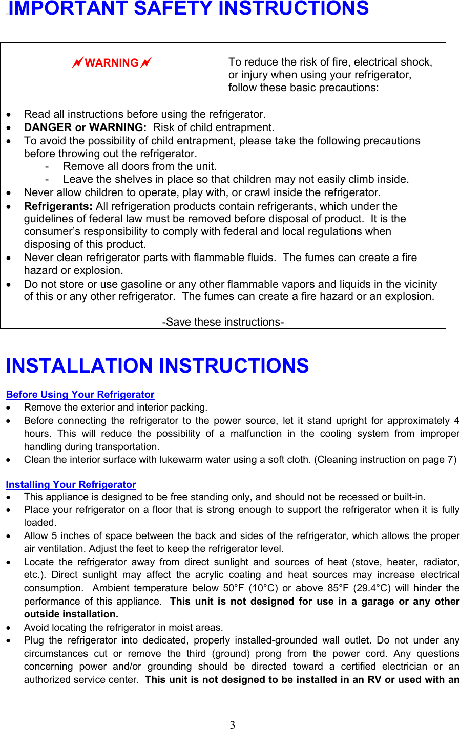 Page 4 of 11 - Magic-Chef Magic-Chef-Mcbr170B-Users-Manual Manual For MCBR170W.B _English_ - 4.25.07
