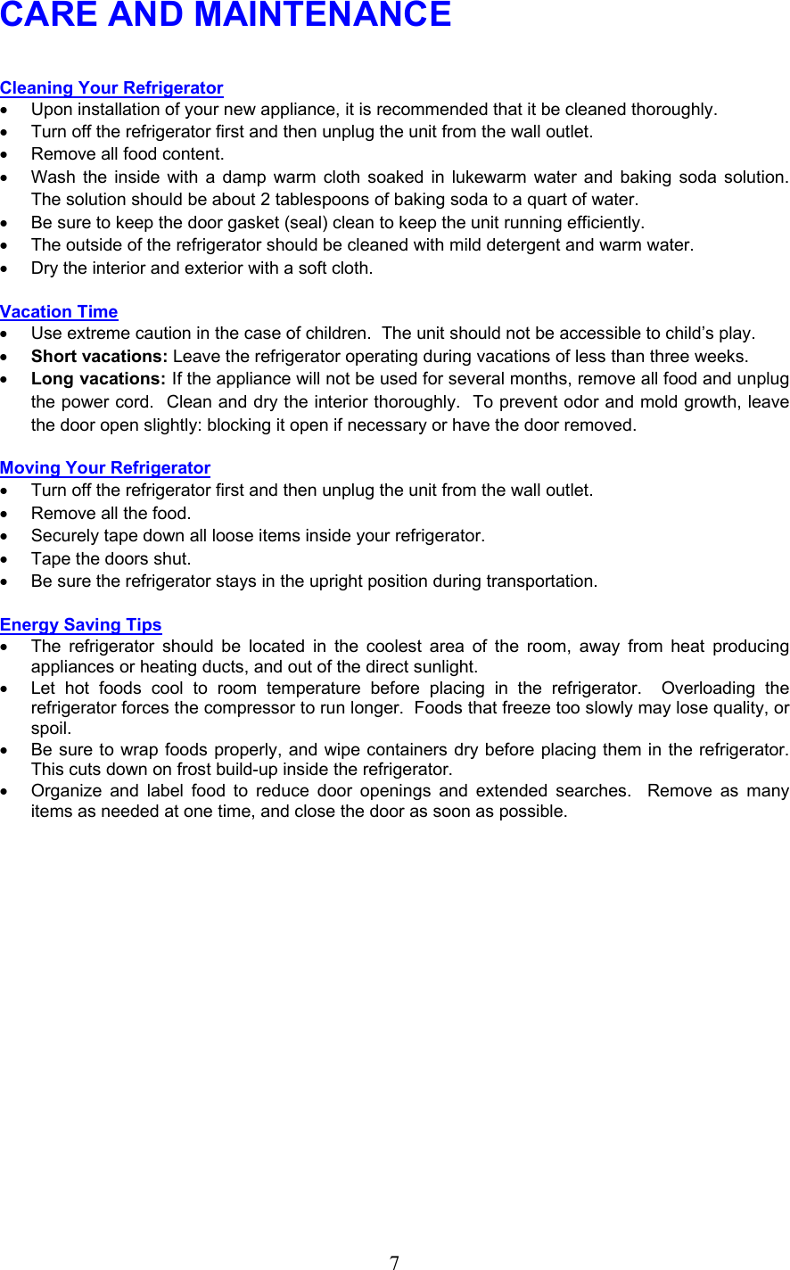 Page 8 of 11 - Magic-Chef Magic-Chef-Mcbr170B-Users-Manual Manual For MCBR170W.B _English_ - 4.25.07