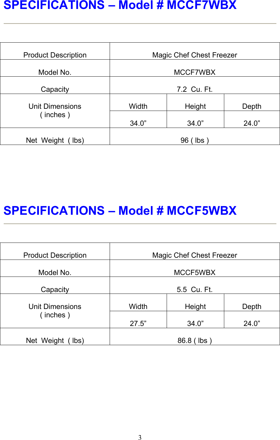 Page 4 of 11 - Magic-Chef Magic-Chef-Mccf7Wbx-Owners-Manual - Manual For Chest Freezer _English_ 4.30.08 _confirmed_