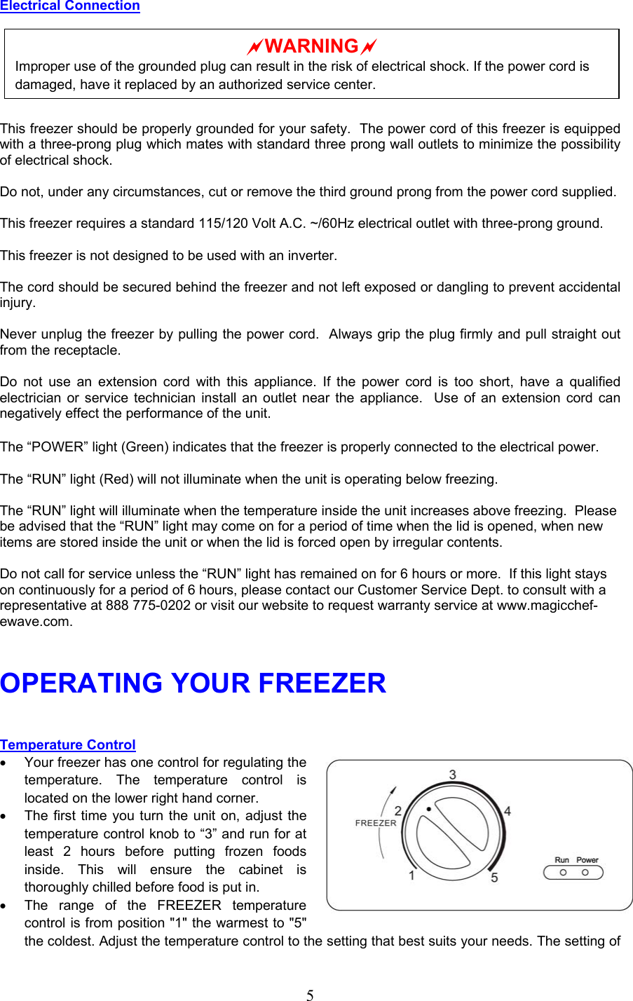 Page 6 of 11 - Magic-Chef Magic-Chef-Mccf7Wbx-Owners-Manual - Manual For Chest Freezer _English_ 4.30.08 _confirmed_