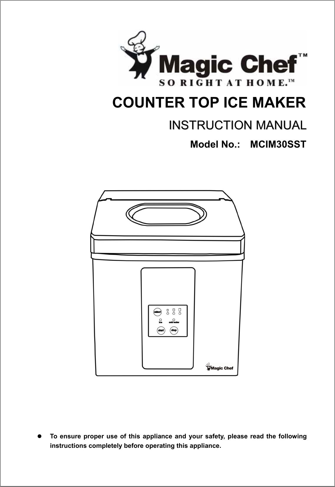 Magic Chef Mcim30sst Owners Manual Parameters Circuit Diagram