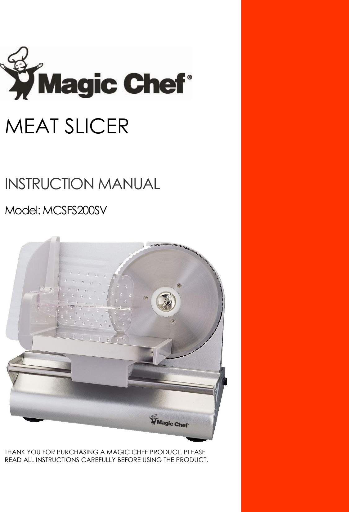 Magic Chef Mcsfs200Sv Users Manual