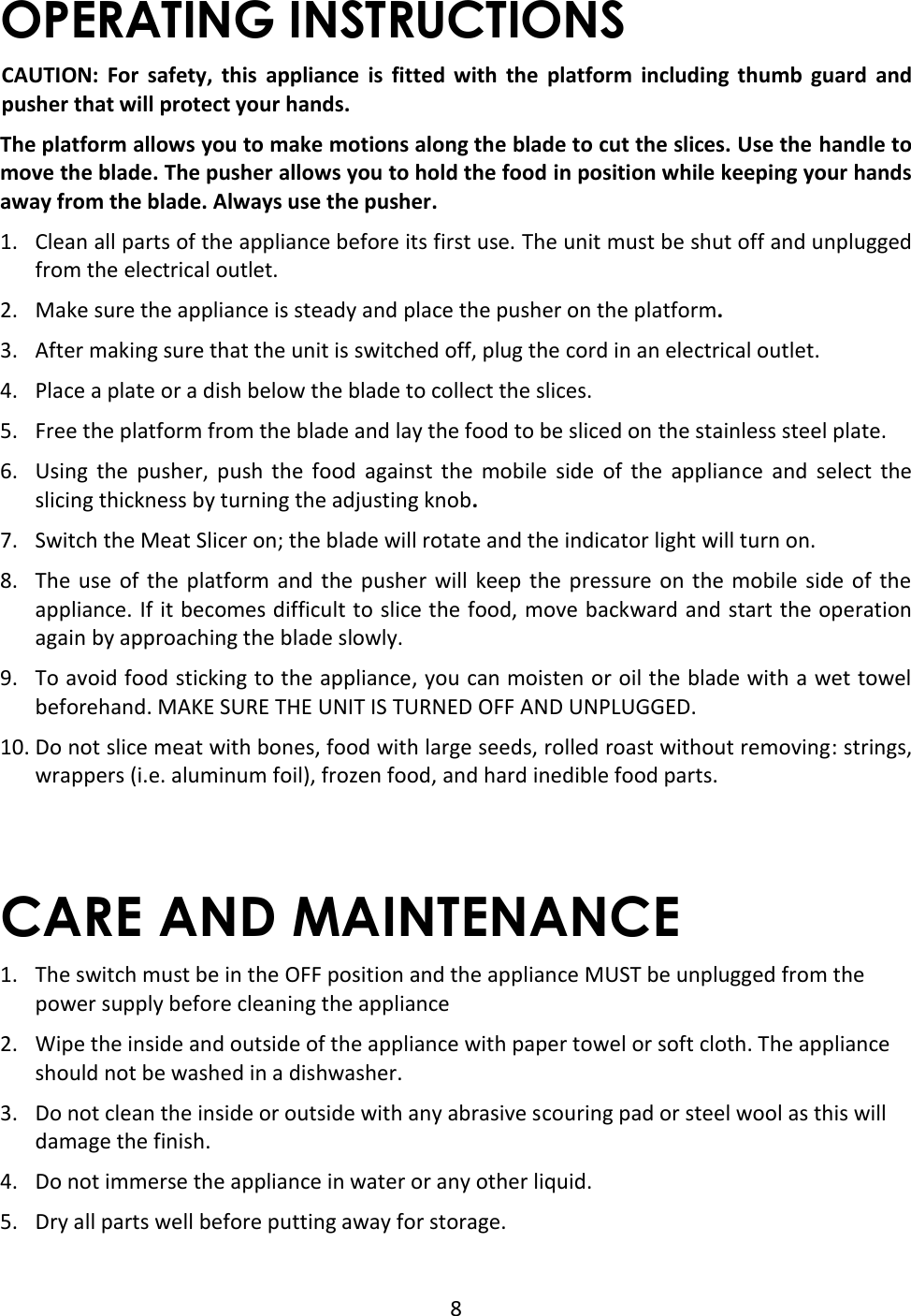 Page 8 of 9 - Magic-Chef Magic-Chef-Mcsfs200Sv-Users-Manual-  Magic-chef-mcsfs200sv-users-manual