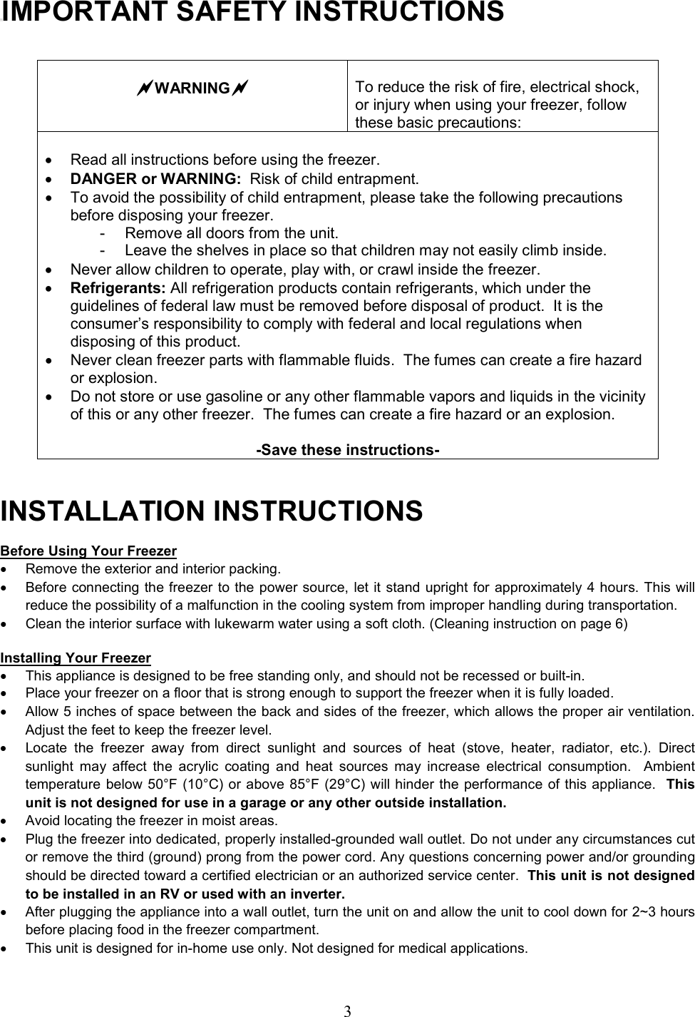 Page 4 of 10 - Magic-Chef Magic-Chef-Mcuf88W-Users-Manual MCUF88W Instruction Manual 10-15-09