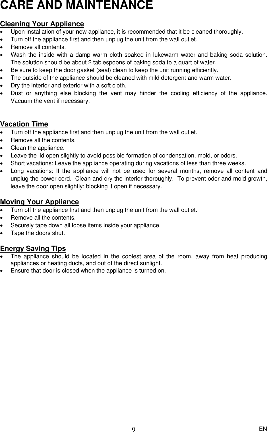 Page 10 of 12 - Magic-Chef Magic-Chef-Mcwc50Dst-Users-Manual-  Magic-chef-mcwc50dst-users-manual