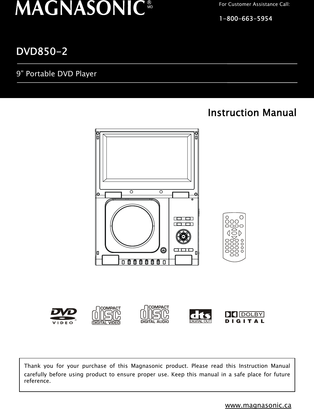 Page 1 of 8 - Magnasonic DVD850-2 DIB05103-DPX3290L-2CH-SUNPLUS... User Manual  To The F22548d9-55b8-4746-b976-577a3510b291