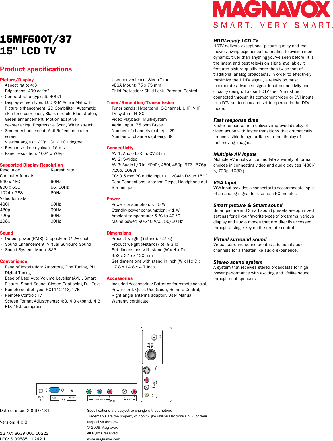 Page 2 of 2 - Magnavox Magnavox-15Mf500T-Users-Manual- 15MF500T/37  Magnavox-15mf500t-users-manual