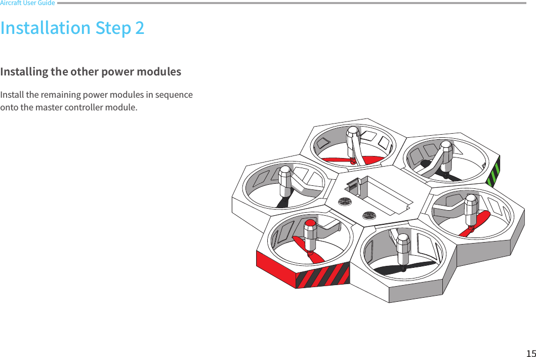 15Installing the other power modulesInstall the remaining power modules in sequence onto the master controller module.Installation Step 2Aircraft User Guide