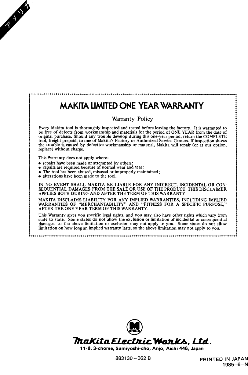 Page 8 of 8 - Makita 9045N User Manual  To The 113c543c-5d5e-471f-a994-5d70cfb64770