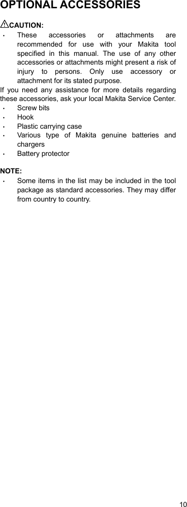 Page 10 of 12 - Makita BTD134 Manual User  To The C637b4f6-a3c5-4f1f-add9-50ac76d7e325