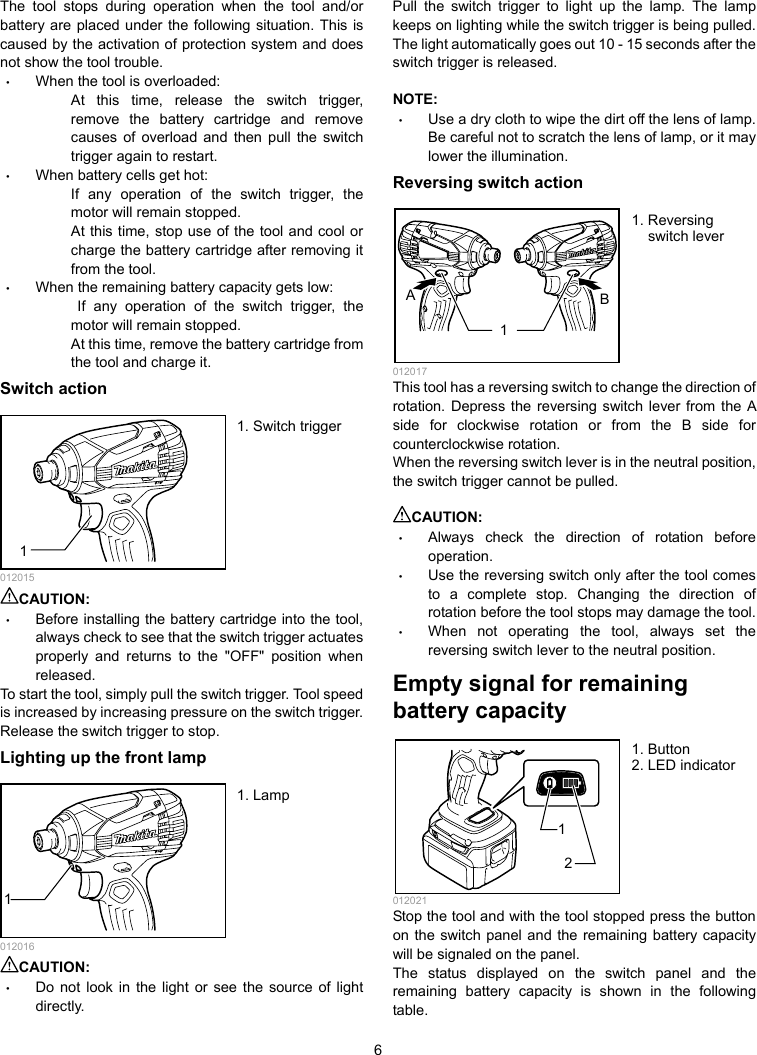 Page 6 of 12 - Makita BTD134 Manual User  To The C637b4f6-a3c5-4f1f-add9-50ac76d7e325