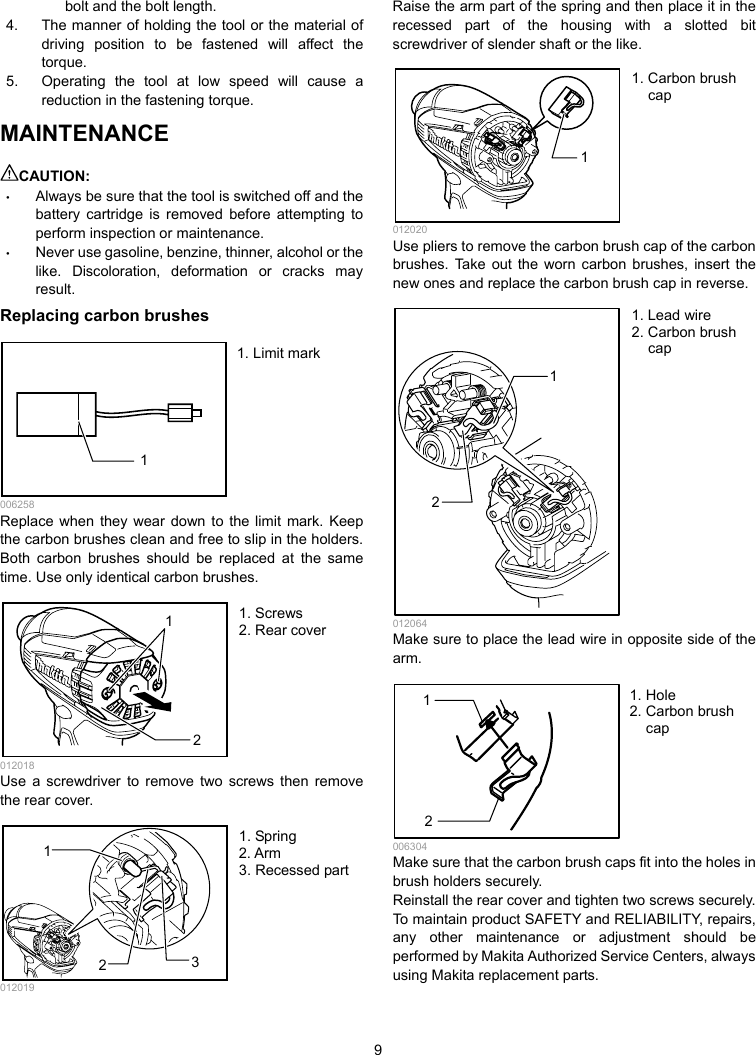 Page 9 of 12 - Makita BTD134 Manual User  To The C637b4f6-a3c5-4f1f-add9-50ac76d7e325