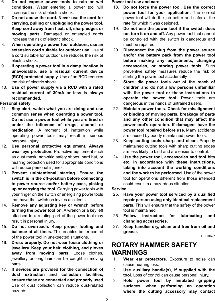 Page 3 of 12 - Makita HR2475 Manual User  To The Cf49f11f-1dc1-4a0e-9ca7-0bac3da757a0