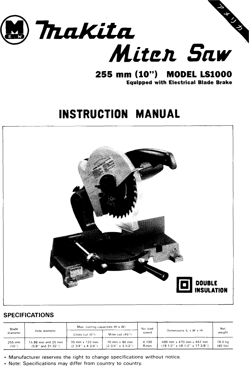 Makita LS1000 User Manual To The 9bf51d8d c76a 46b3 8b72 7db6108117ef