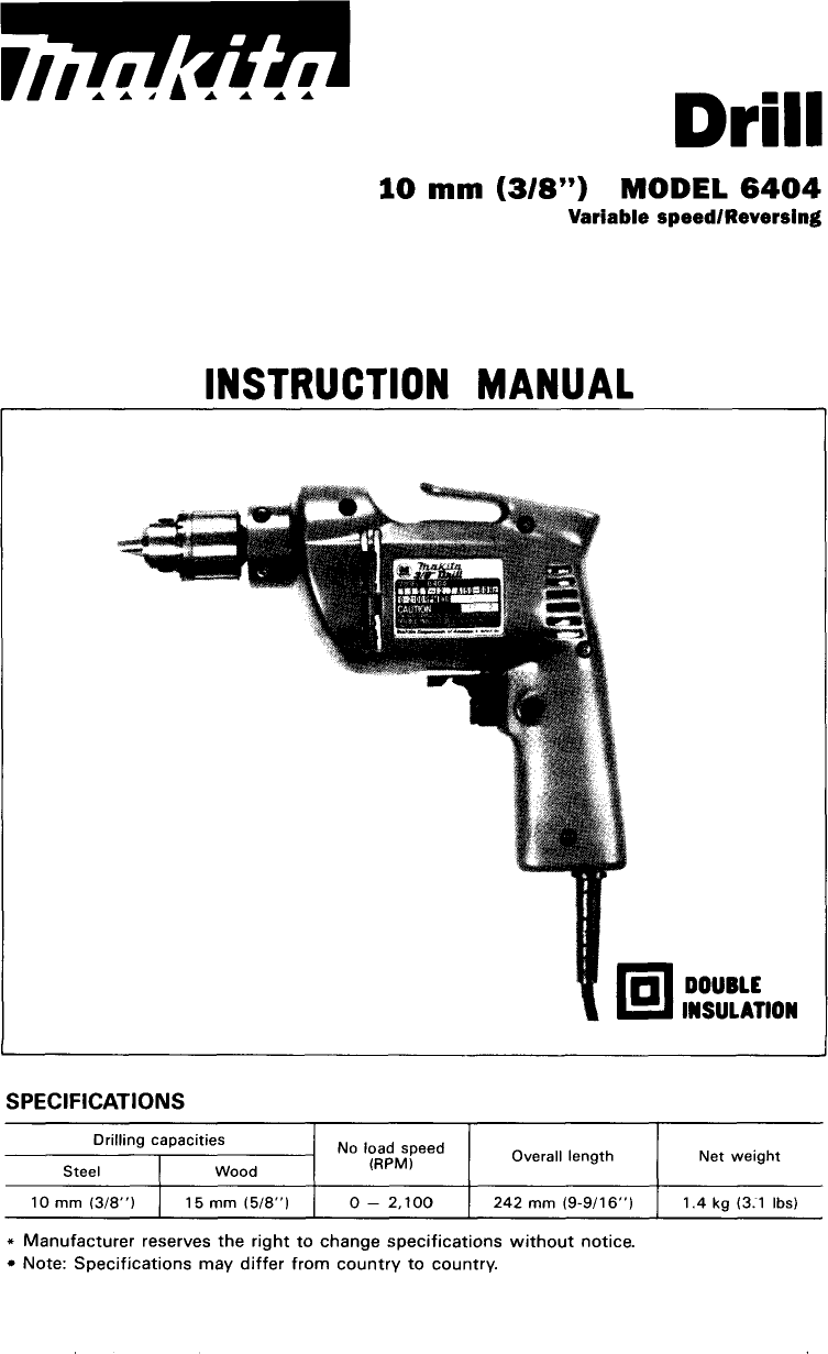 Page 1 of 11 - Makita Makita-6404-Users-Manual- Makita-6404-users-manual