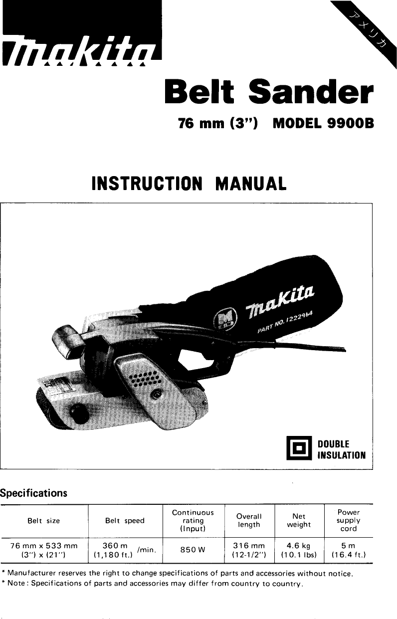 Page 1 of 10 - Makita Makita-9900B-Users-Manual-  Makita-9900b-users-manual