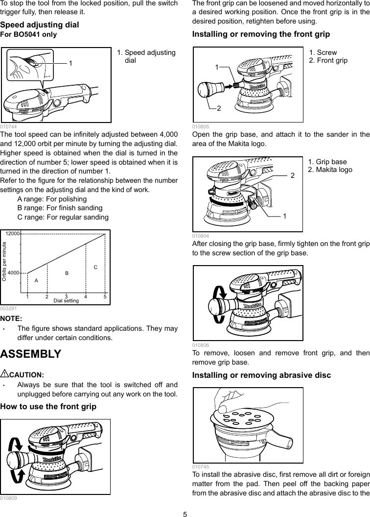 Page 5 of 12 - Makita Makita-Bo5040-Users-Manual- Manual  Makita-bo5040-users-manual