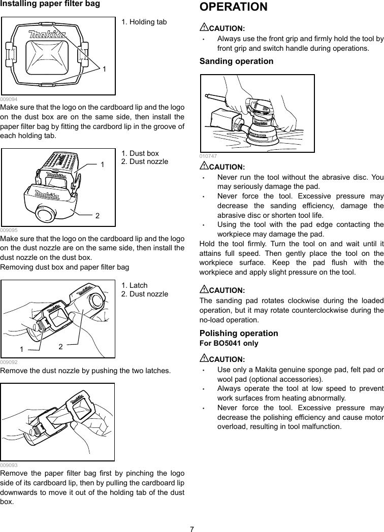 Page 7 of 12 - Makita Makita-Bo5040-Users-Manual- Manual  Makita-bo5040-users-manual