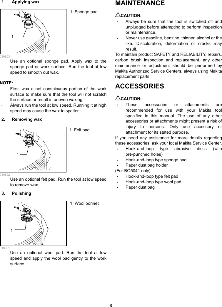 Page 8 of 12 - Makita Makita-Bo5040-Users-Manual- Manual  Makita-bo5040-users-manual