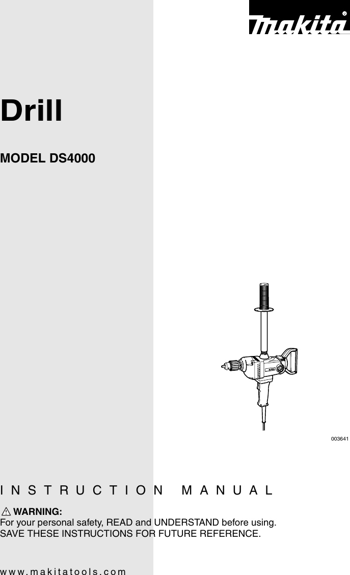 Page 1 of 12 - Makita Makita-Ds4000-Users-Manual- DS4000  Makita-ds4000-users-manual