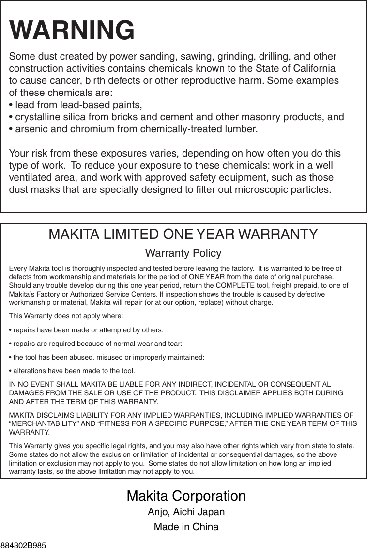 Page 12 of 12 - Makita Makita-Recipro-Saw-Jr3000Vt-Jr3000Vt-Users-Manual-  Makita-recipro-saw-jr3000vt-jr3000vt-users-manual