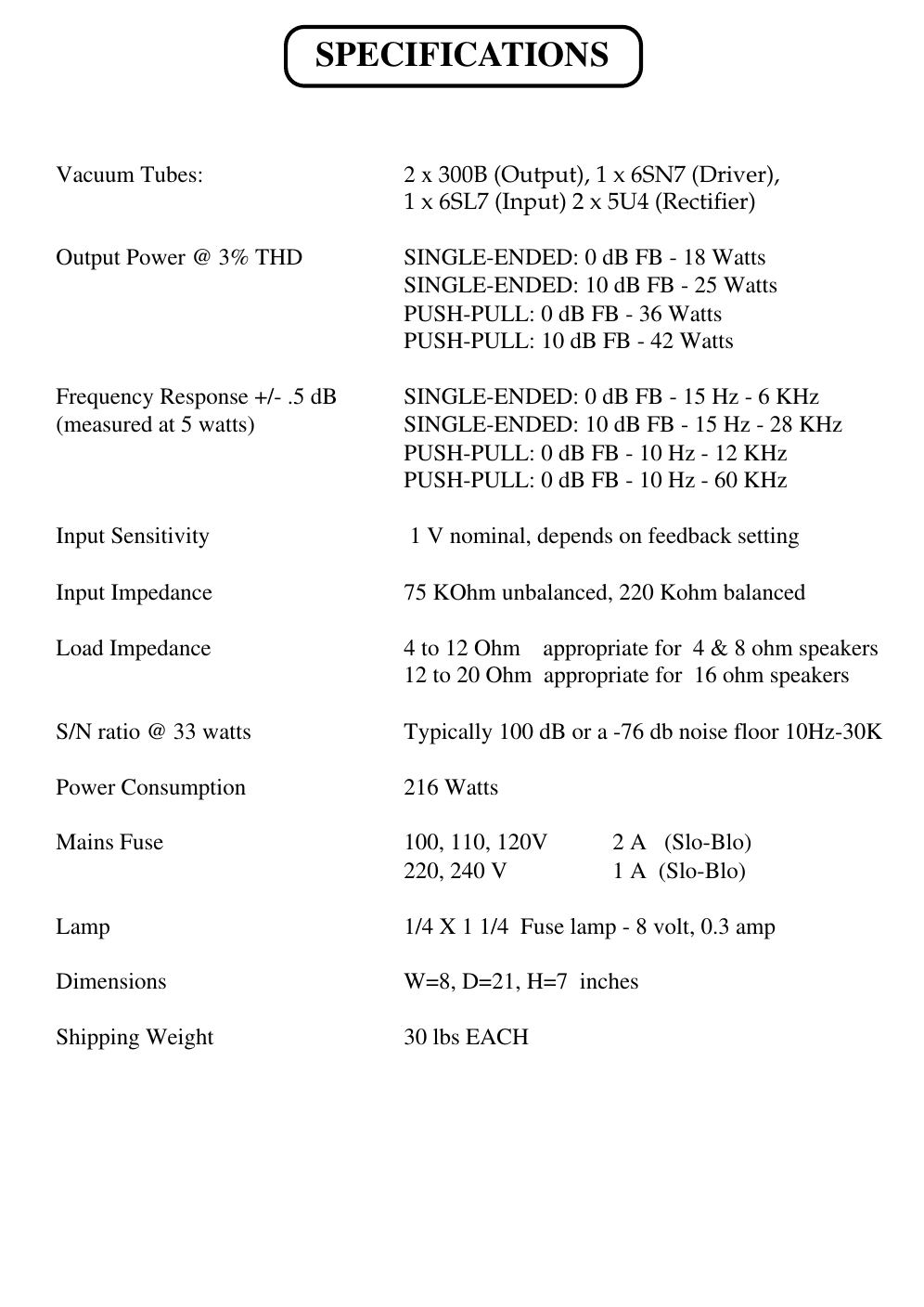 Page 9 of 11 - Manley-Labs Manley-Labs-Triode-Se-Pp-300B-Users-Manual-  Manley-labs-triode-se-pp-300b-users-manual