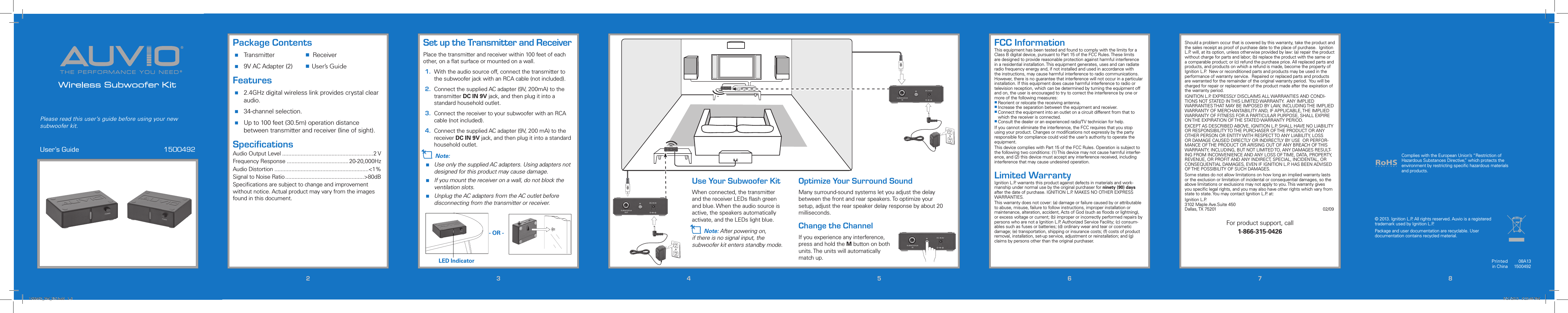 Mansion Industry Co 1500491T Wireless Subwoofer Kit User Manual