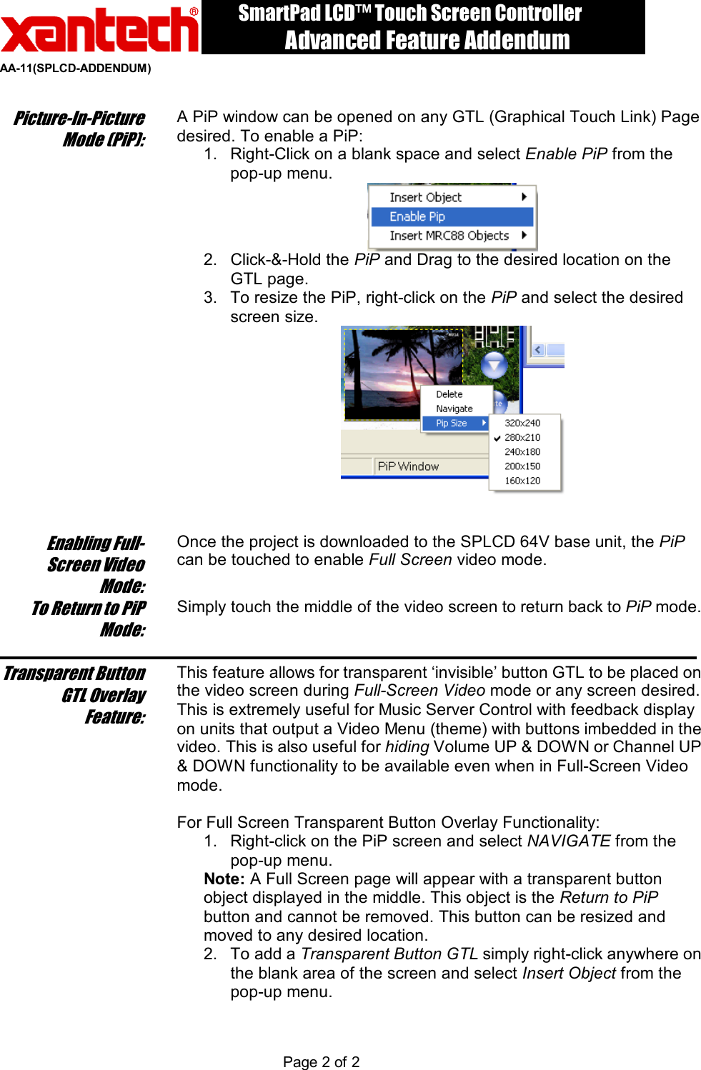 Page 2 of 10 - 18 A Aa11-Splcd-Adv-Prgm-Addendum-R2 - SPLCD-ADV-PRGM-ADDENDUM-R2 User Manual
