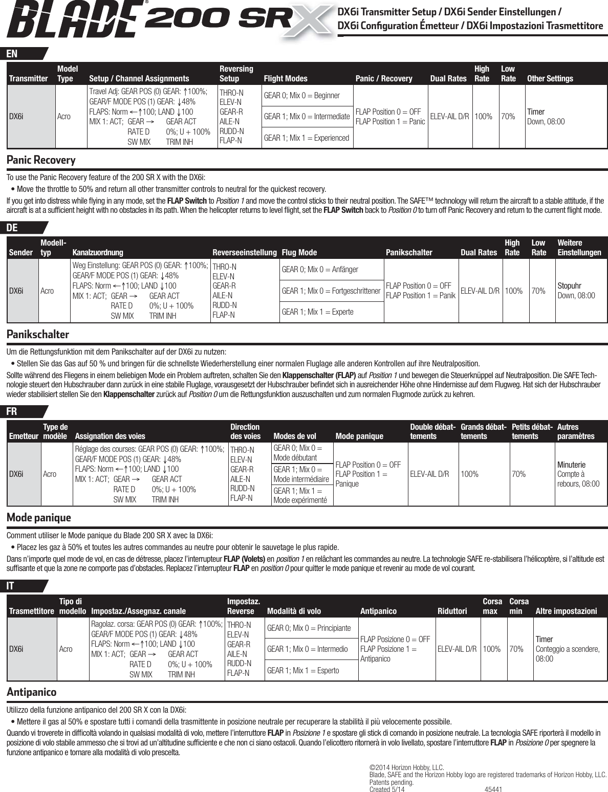 Page 1 of 1 - 45441 BLH 200SRX DX6i Addendum BLH2000 EN