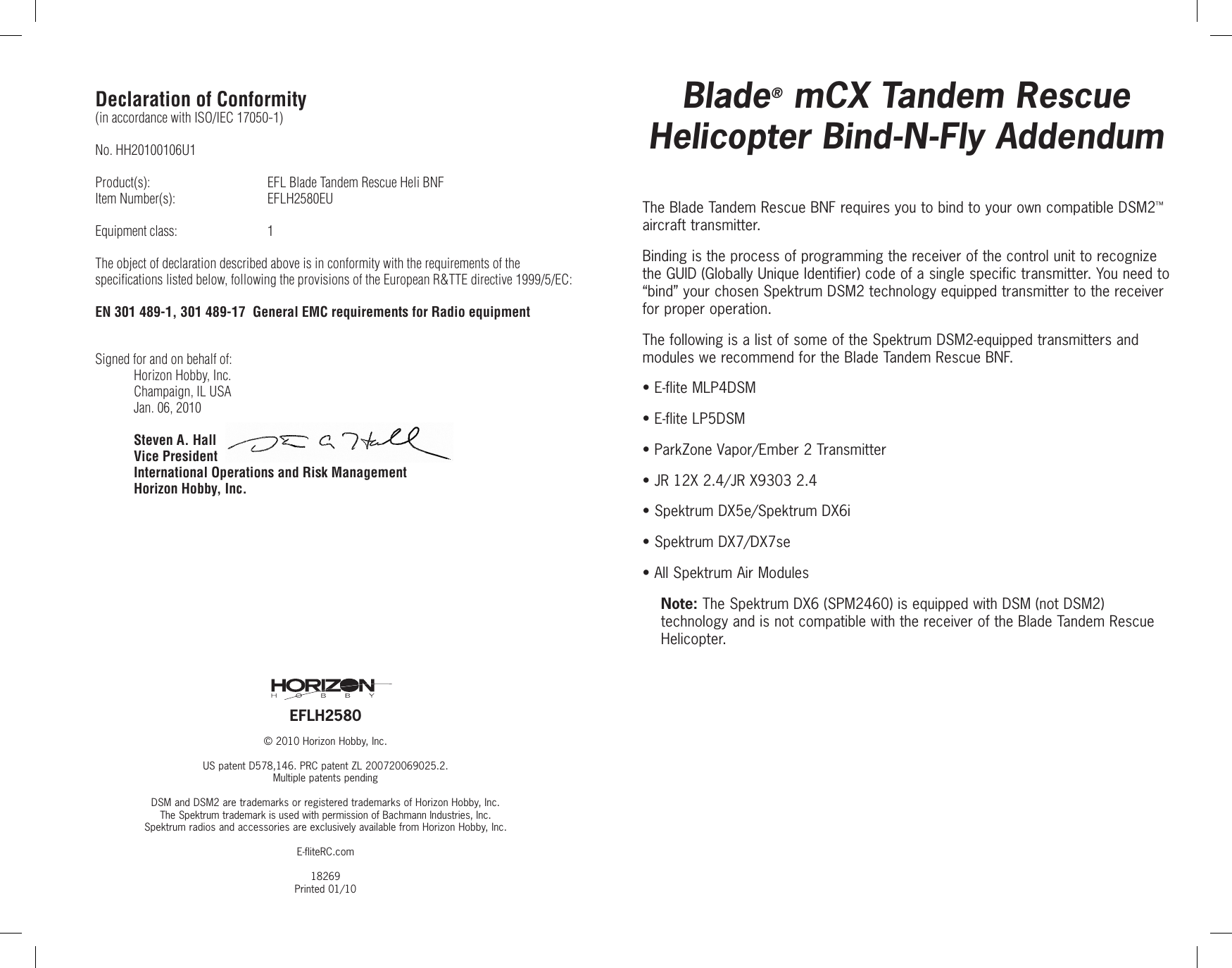 Page 1 of 2 - EFLH2580 Bind Instructions