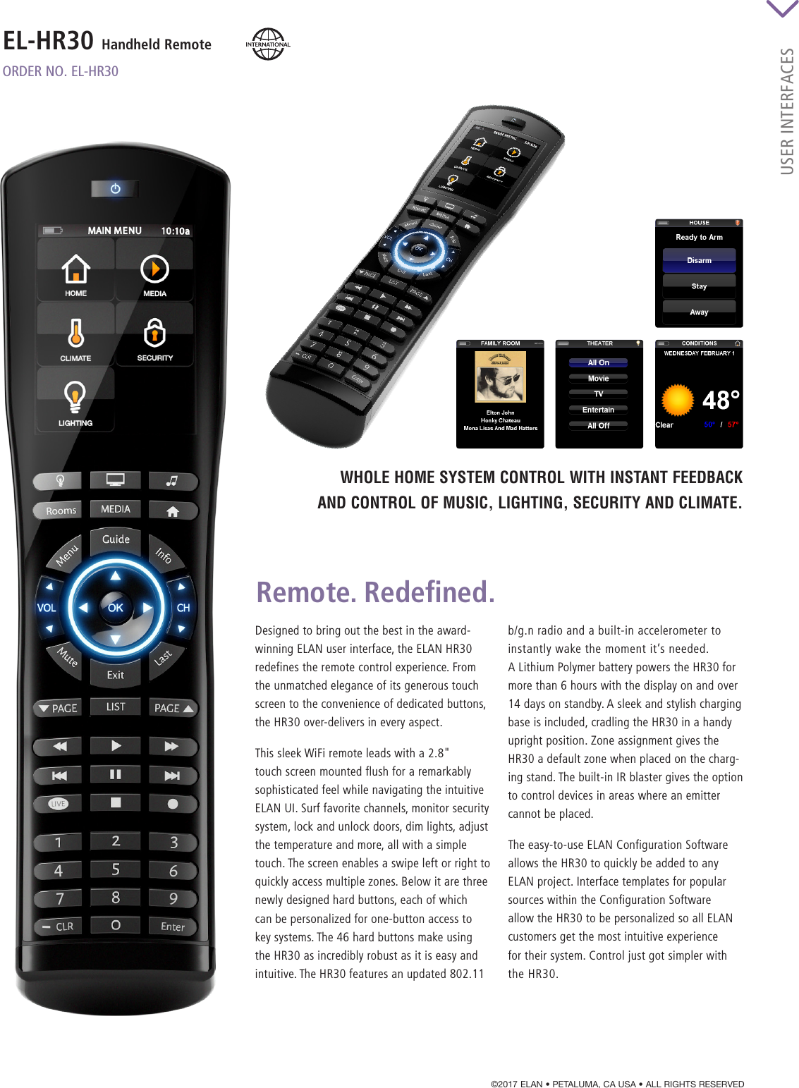 Page 1 of 2 - Elan Datasheet El-Hr30 Rev-A 0830 Web User Manual