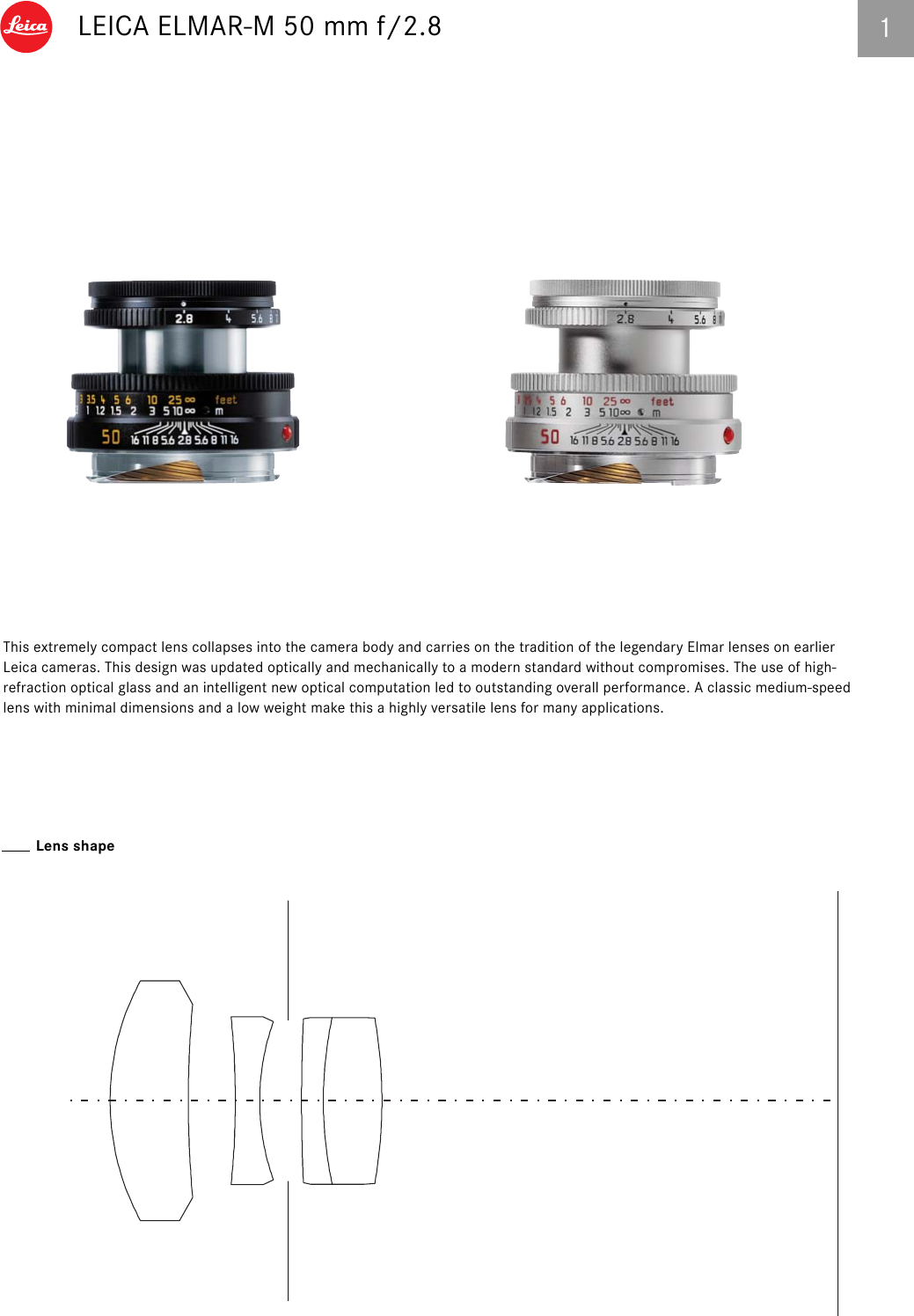 Page 1 of 7 - 10_ELMAR_M_engl Elmar-M 50 Mm Technical Data En