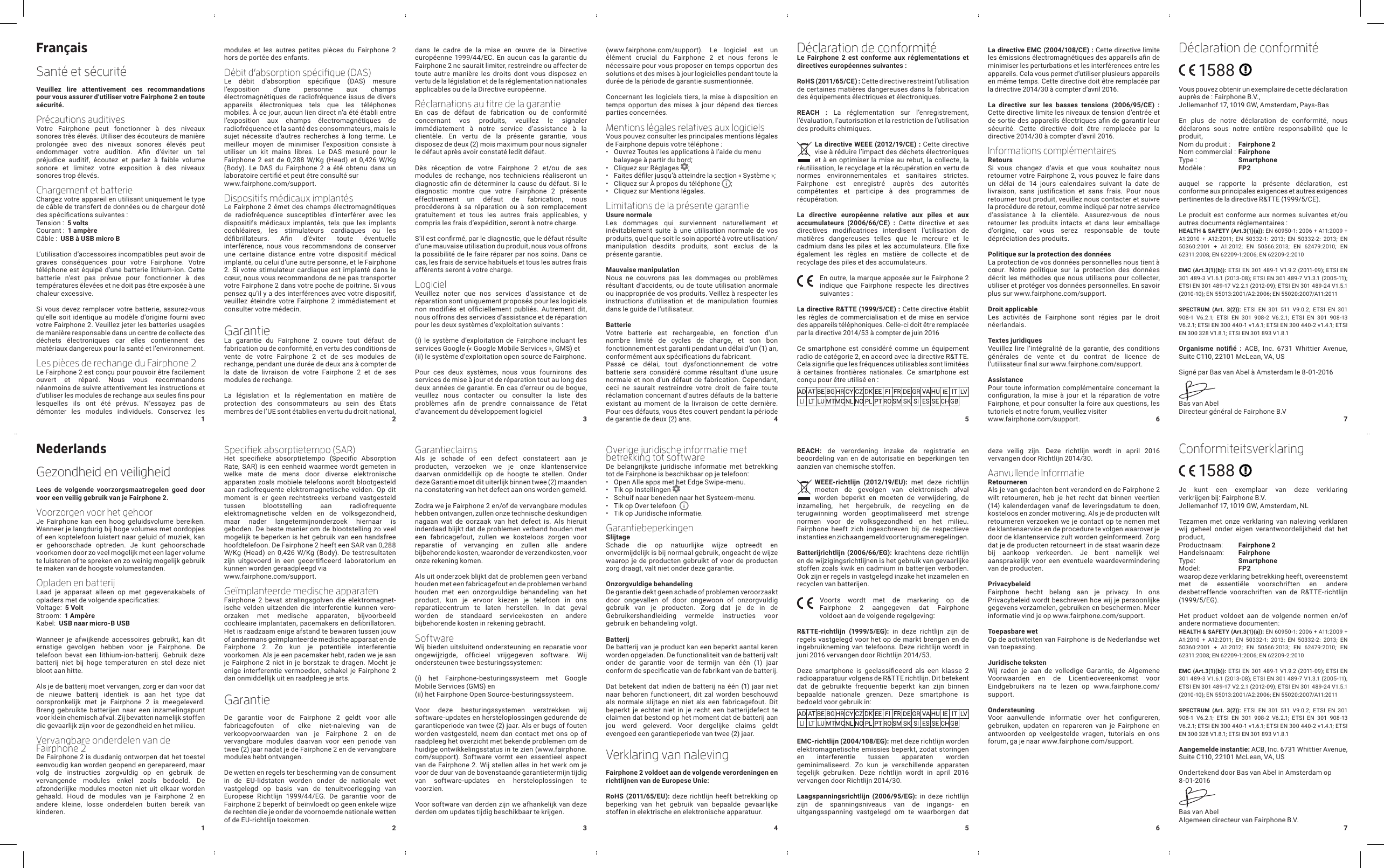 Page 2 of 2 - Fairphone FP2 User Guide - ENG DE NL FR