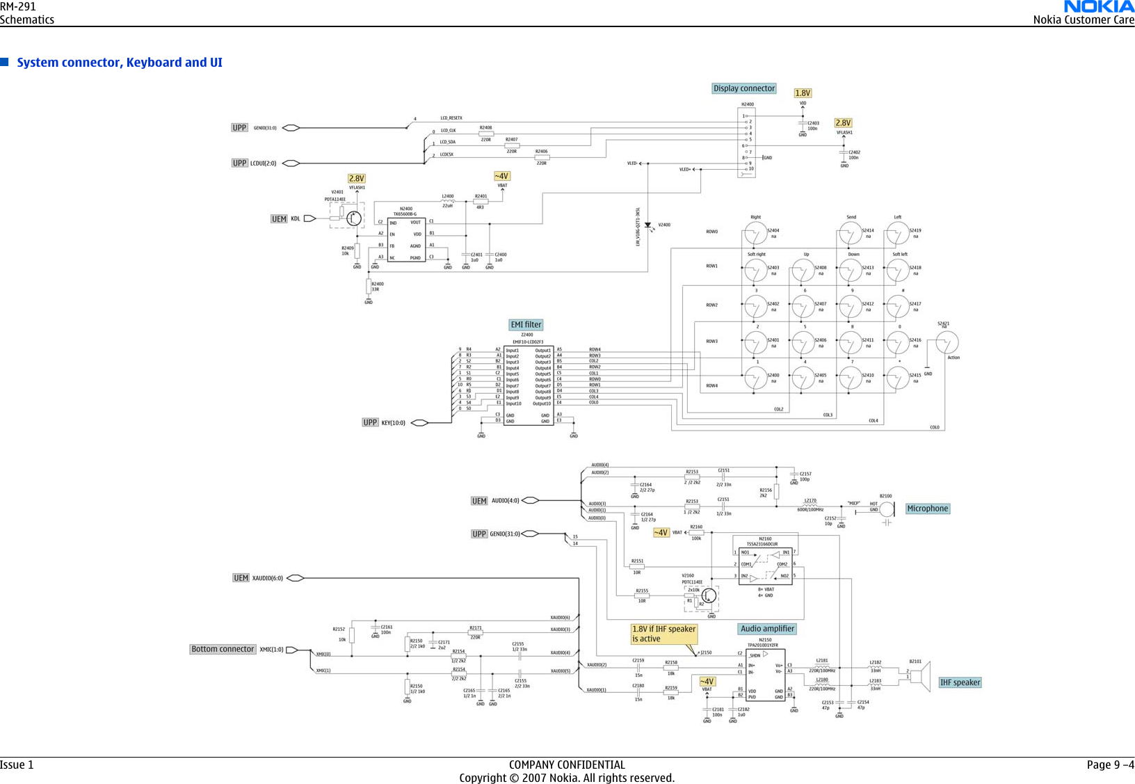 Page 1 of 5 - 2626 Nokia Rm-291 Schematics