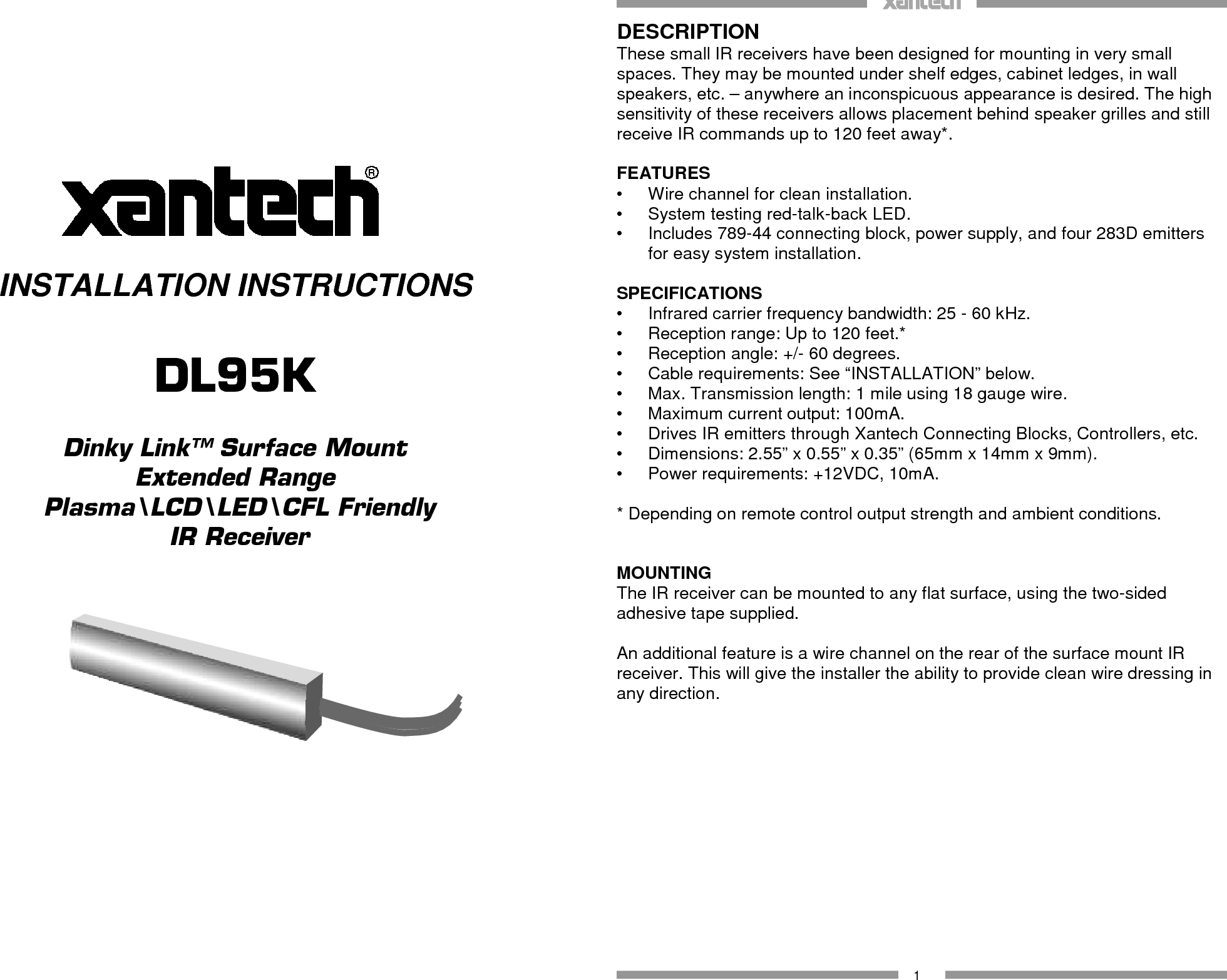 Page 1 of 8 - Pdf Dl95K Installation-Guide 08905316A - Booklet User Manual