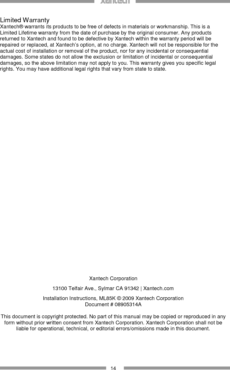 Page 8 of 8 - Pdf Ml85K Installation-Guide 08905314A - Booklet User Manual