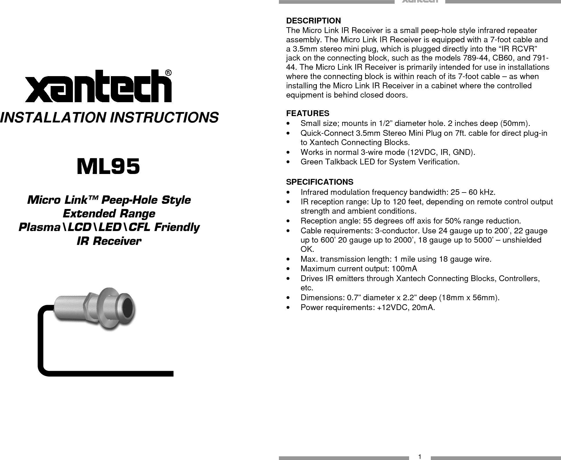 Page 1 of 4 - Pdf Ml95 Installation-Guide 08905306B - Booklet User Manual