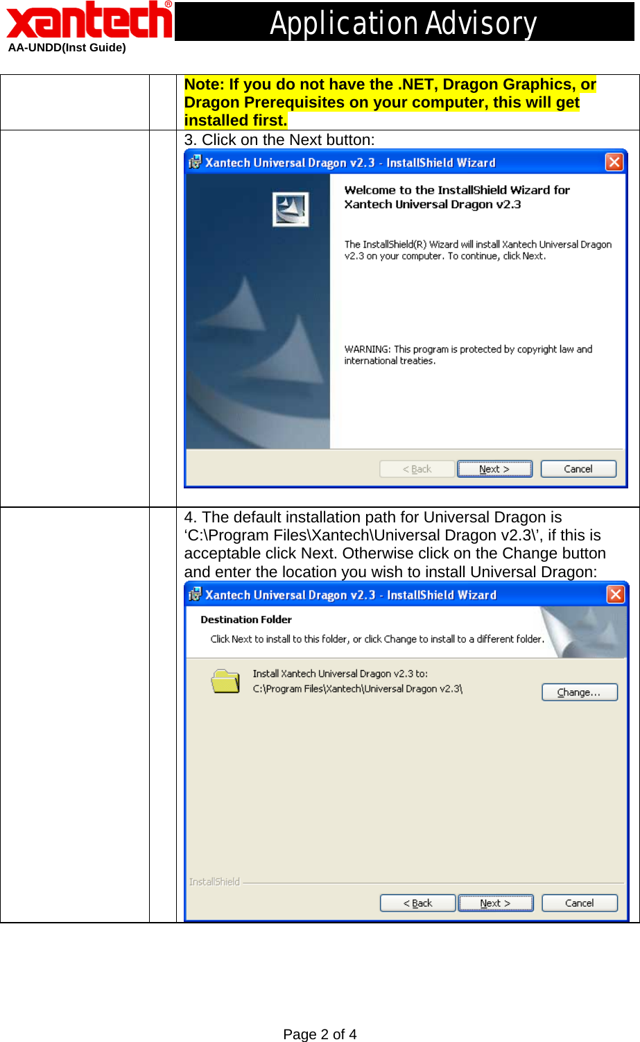 Page 2 of 4 - Universal-Dragon-Installation-Guide - Universal Dragon Installation Guide User Manual