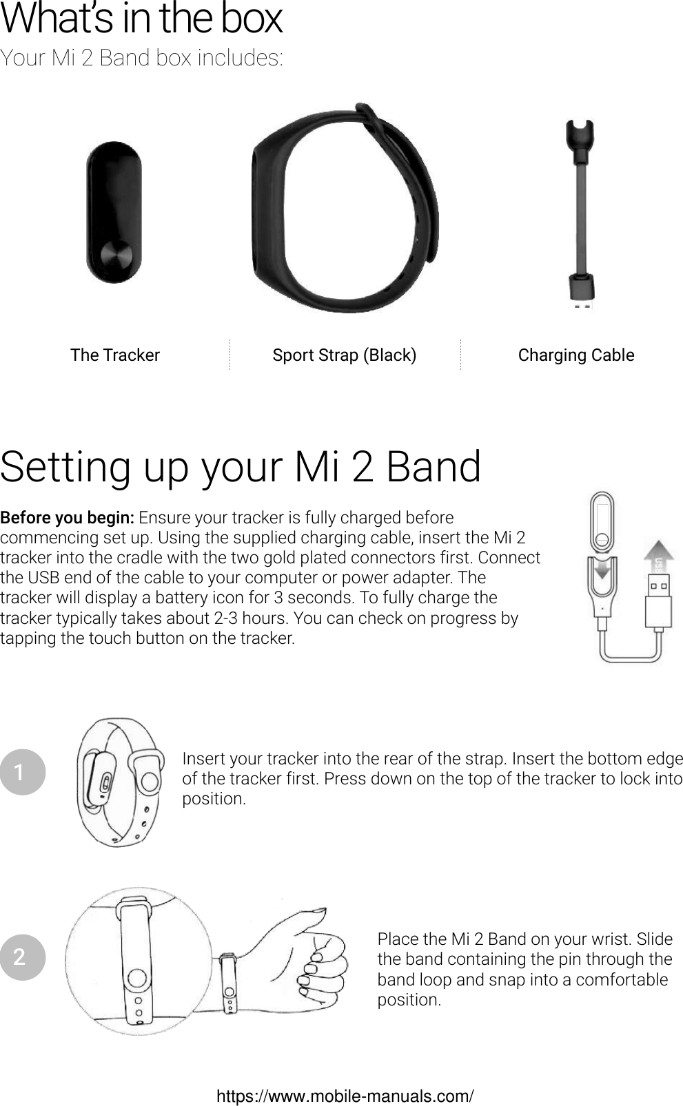 Page 2 of 4 - Xiaomi Fitness Tracker MI B User Guide