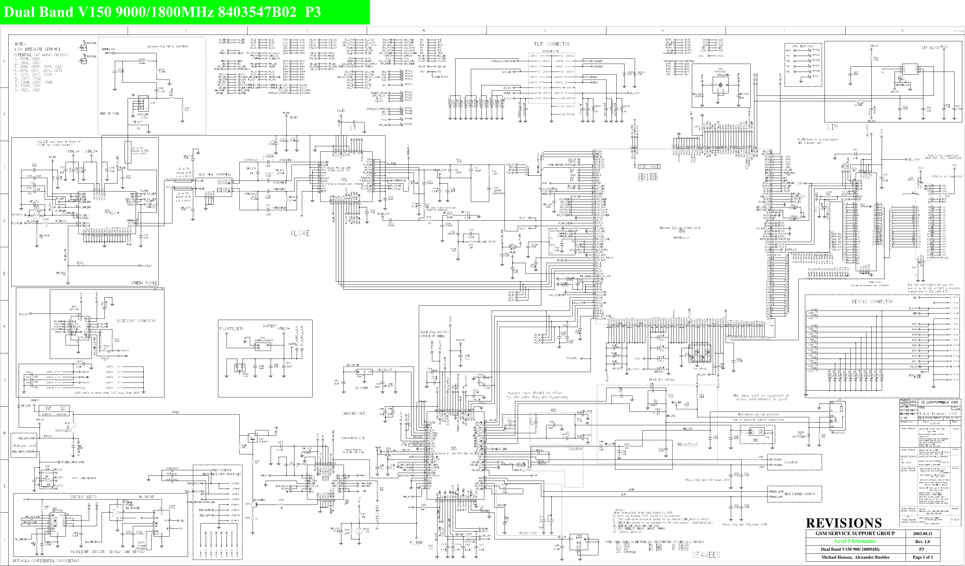 Page 1 of 1 - SCH_V150_A2_BW_L3_Vp03 Motorolla-v150-schematics