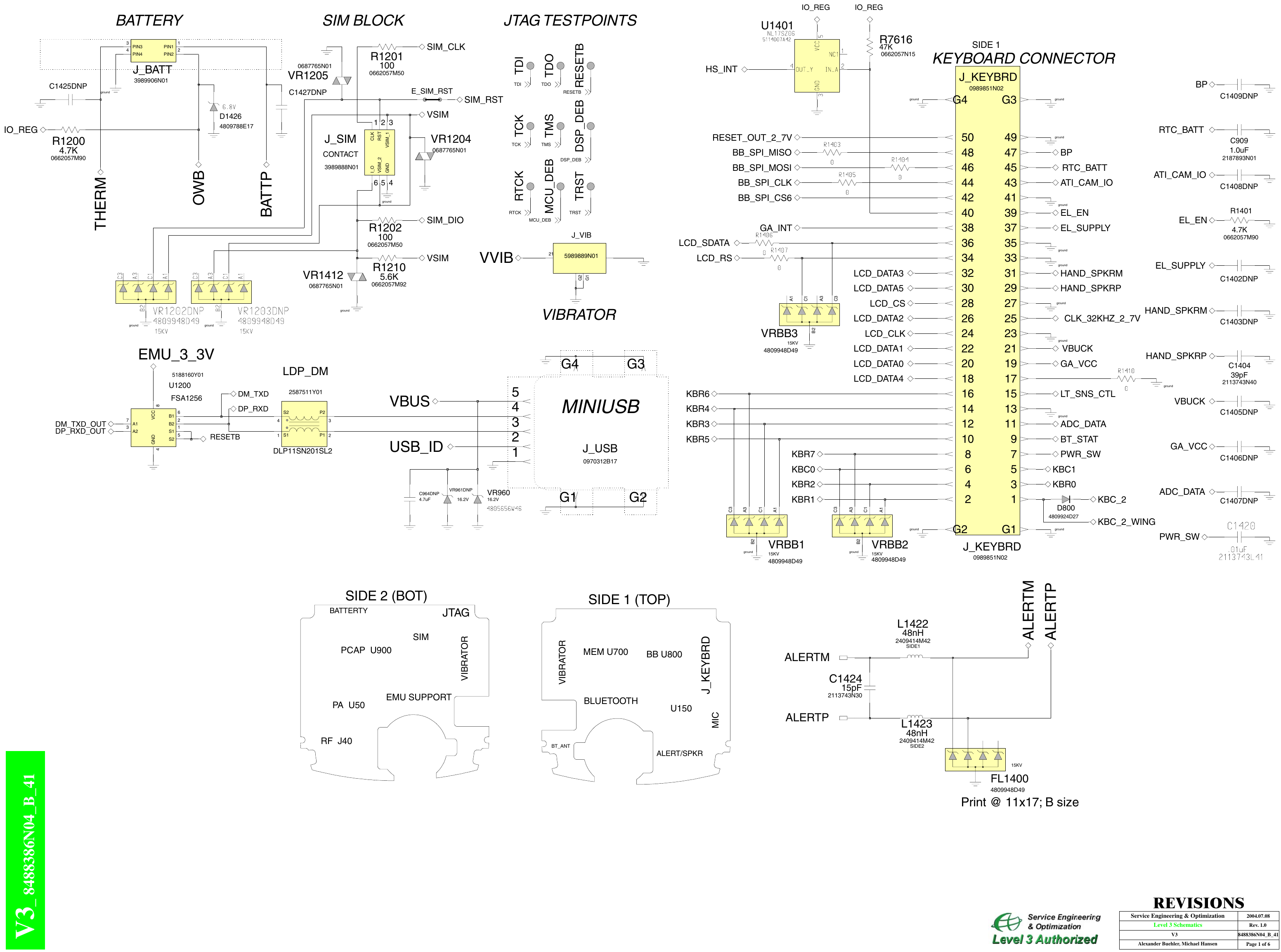 Page 1 of 6 - SCH_V3_A2_C_L3_8488386N04_B_41.cvx Motorolla-v3-schematics